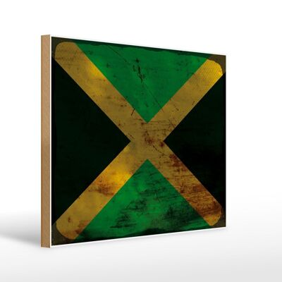 Holzschild Flagge Jamaika 40x30cm Flag of Jamaica Rost Deko Schild