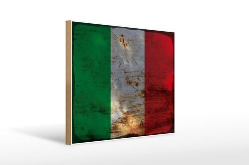 Holzschild Flagge Italien 40x30cm Flag of Italy Rost Deko Schild