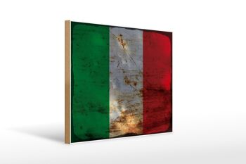 Panneau en bois drapeau Italie 40x30cm Drapeau de l'Italie signe décoratif rouille 1