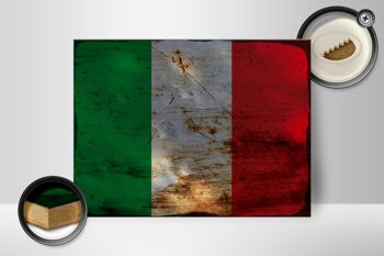 Panneau en bois drapeau Italie 40x30cm Drapeau de l'Italie signe décoratif rouille 2