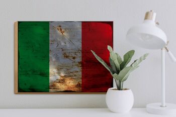 Panneau en bois drapeau Italie 40x30cm Drapeau de l'Italie signe décoratif rouille 3