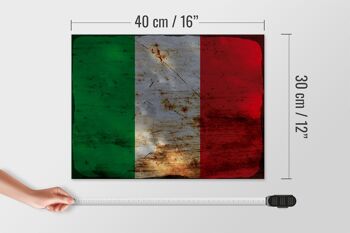 Panneau en bois drapeau Italie 40x30cm Drapeau de l'Italie signe décoratif rouille 4