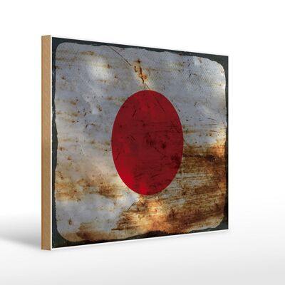 Letrero de madera bandera Japón 40x30cm Bandera de Japón letrero decorativo de madera oxidada