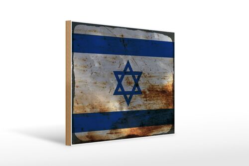 Holzschild Flagge Israel 40x30cm Flag of Israel Rost Deko Schild