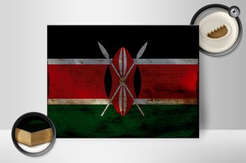 Panneau en bois drapeau Kenya 40x30cm Drapeau du Kenya panneau décoratif en bois rouille 2