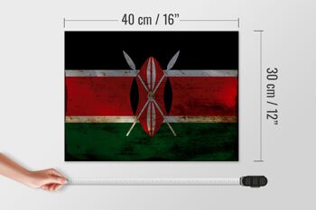 Panneau en bois drapeau Kenya 40x30cm Drapeau du Kenya panneau décoratif en bois rouille 4