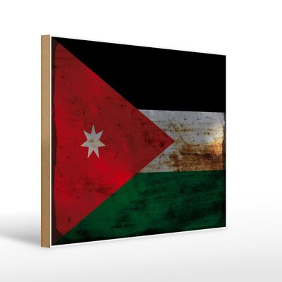 Cartello in legno bandiera Giordania 40x30 cm Bandiera della Giordania cartello decorativo color ruggine