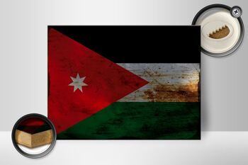 Panneau en bois drapeau Jordanie 40x30cm Drapeau de Jordanie panneau décoratif rouille 2