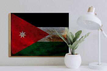Panneau en bois drapeau Jordanie 40x30cm Drapeau de Jordanie panneau décoratif rouille 3