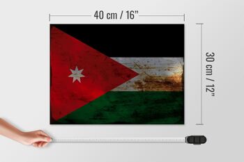 Panneau en bois drapeau Jordanie 40x30cm Drapeau de Jordanie panneau décoratif rouille 4