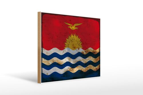 Holzschild Flagge Kiribati 40x30cm Flag of Kiribati Rost Schild