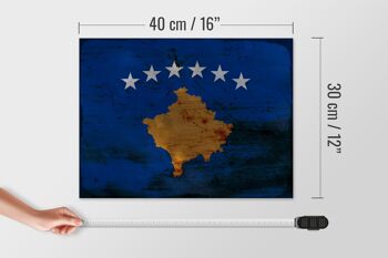 Panneau en bois drapeau Kosovo 40x30cm Drapeau du Kosovo panneau décoratif rouille 4