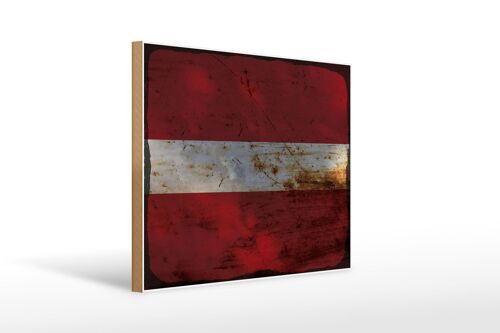 Holzschild Flagge Lettland 40x30cm Flag of Latvia Rost Deko Schild