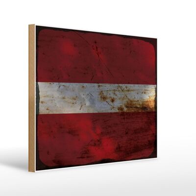 Cartello in legno bandiera Lettonia 40x30 cm Bandiera della Lettonia cartello decorativo color ruggine
