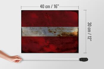 Panneau en bois drapeau Lettonie 40x30cm Drapeau de Lettonie signe décoratif rouille 4