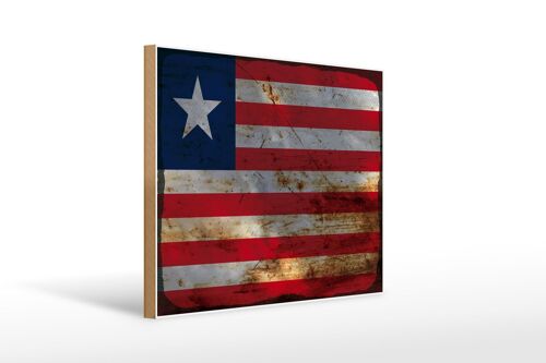 Holzschild Flagge Liberia 40x30cm Flag of Liberia Rost Deko Schild