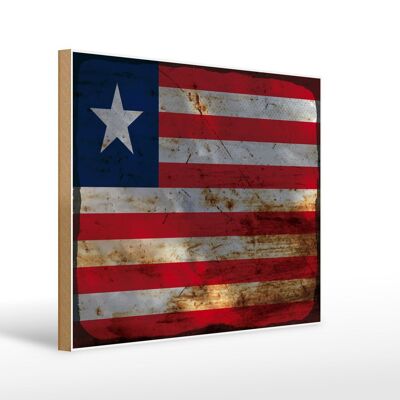 Holzschild Flagge Liberia 40x30cm Flag of Liberia Rost Deko Schild