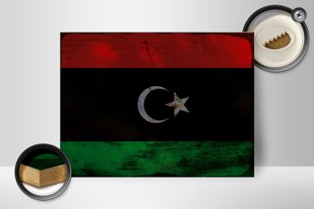 Panneau en bois drapeau Libye 40x30cm, drapeau de la Libye, panneau décoratif rouille 2