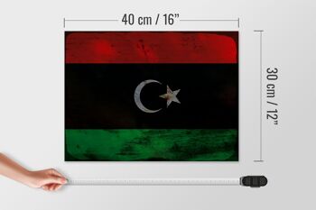 Panneau en bois drapeau Libye 40x30cm, drapeau de la Libye, panneau décoratif rouille 4