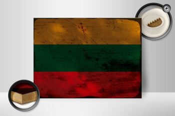 Panneau en bois drapeau Lituanie 40x30cm Drapeau de Lituanie signe rouille 2