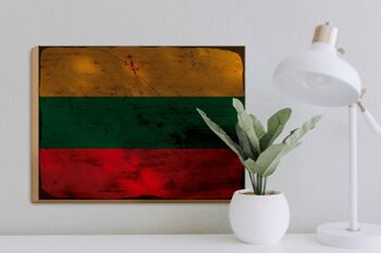 Panneau en bois drapeau Lituanie 40x30cm Drapeau de Lituanie signe rouille 3