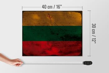 Panneau en bois drapeau Lituanie 40x30cm Drapeau de Lituanie signe rouille 4