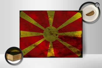 Panneau en bois drapeau Macédoine 40x30cm Drapeau Macédoine signe rouille 2