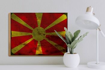 Panneau en bois drapeau Macédoine 40x30cm Drapeau Macédoine signe rouille 3