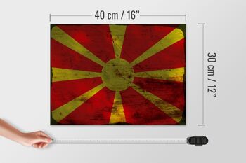 Panneau en bois drapeau Macédoine 40x30cm Drapeau Macédoine signe rouille 4