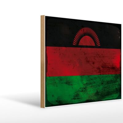 Holzschild Flagge Malawi 40x30cm Flag of Malawi Rost Deko Schild