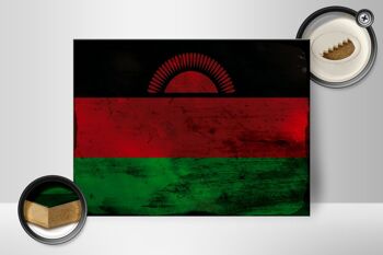 Panneau en bois drapeau Malawi 40x30cm Drapeau du Malawi signe décoratif rouille 2