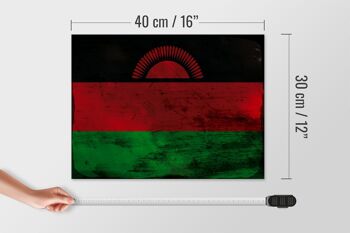 Panneau en bois drapeau Malawi 40x30cm Drapeau du Malawi signe décoratif rouille 4