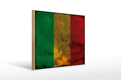 Holzschild Flagge Mali 40x30cm Flag of Mali Rost Hozl Deko Schild