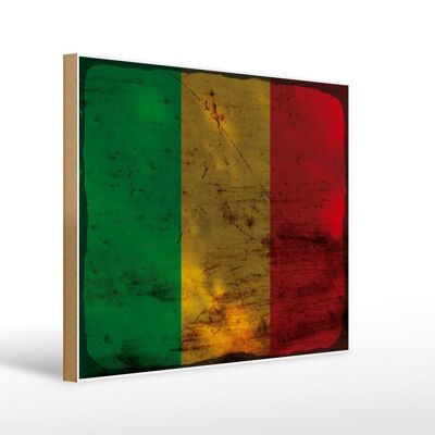 Letrero de madera bandera Mali 40x30cm Bandera de Mali Rust Hozl cartel decorativo