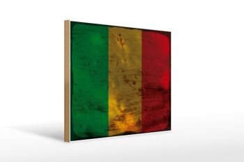 Panneau en bois drapeau Mali 40x30cm Drapeau du Mali Rust Hozl signe décoratif 1