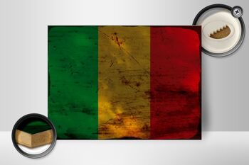 Panneau en bois drapeau Mali 40x30cm Drapeau du Mali Rust Hozl signe décoratif 2