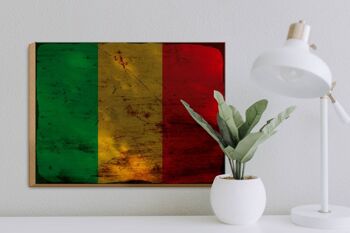 Panneau en bois drapeau Mali 40x30cm Drapeau du Mali Rust Hozl signe décoratif 3