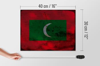 Panneau en bois drapeau Maldives 40x30cm drapeau Maldives signe décoratif rouille 4