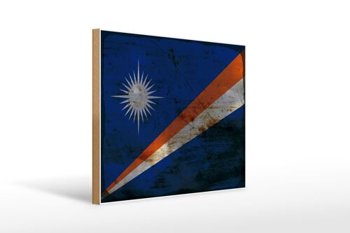 Holzschild Flagge Marshallinseln 40x30cm Flag Rost Holz Deko Schild