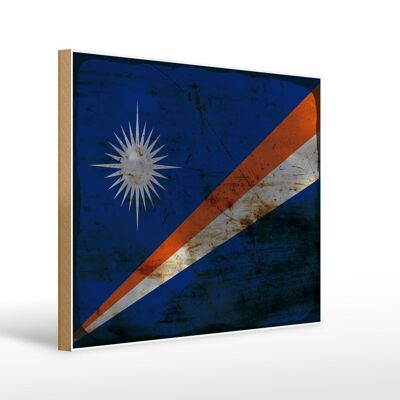 Letrero de madera bandera Islas Marshall 40x30cm bandera óxido cartel decorativo de madera