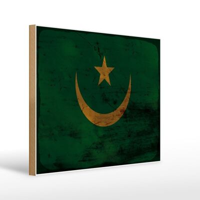 Letrero de madera bandera Mauritania 40x30cm Bandera Mauritania cartel óxido