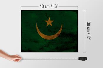 Panneau en bois drapeau Mauritanie 40x30cm Drapeau Mauritanie signe rouille 4
