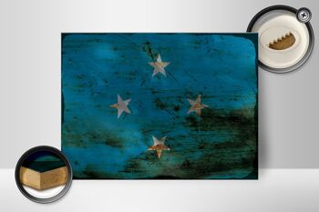 Panneau en bois drapeau Micronésie 40x30cm Panneau décoratif rouille Micronésie 2