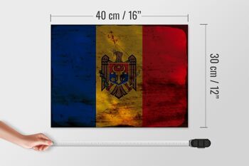 Panneau en bois drapeau Moldavie 40x30cm Drapeau de Moldavie signe décoratif rouille 4