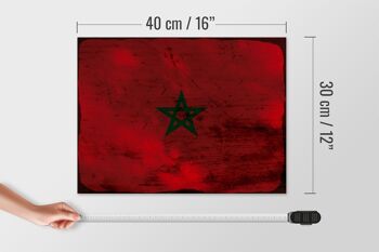 Panneau en bois drapeau Maroc 40x30cm Drapeau du Maroc signe décoratif rouille 4