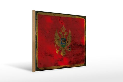 Holzschild Flagge Montenegro 40x30cm Flag Montenegro Rost Schild