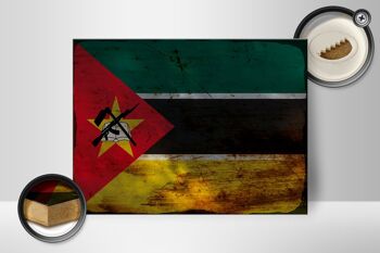 Panneau en bois drapeau Mozambique 40x30cm, drapeau Mozambique, panneau décoratif rouille 2