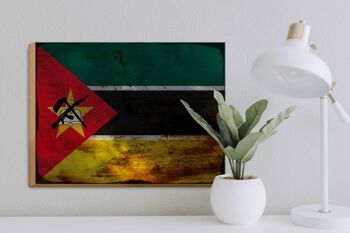 Panneau en bois drapeau Mozambique 40x30cm, drapeau Mozambique, panneau décoratif rouille 3