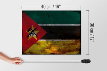 Panneau en bois drapeau Mozambique 40x30cm, drapeau Mozambique, panneau décoratif rouille 4