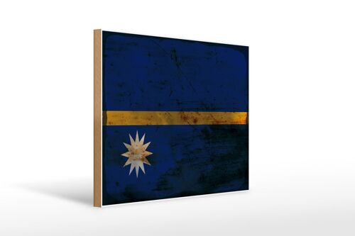 Holzschild Flagge Nauru 40x30cm Flag of Nauru Rost Schild